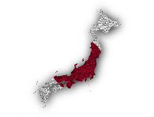 Image showing Map and flag of Japan on poppy seeds