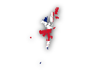 Image showing Map and flag of Shetland Islands