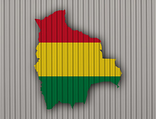 Image showing Map and flag of Bolivia on corrugated iron