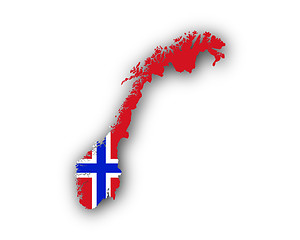 Image showing Map and flag of Norway