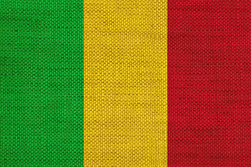 Image showing Flag of Mali on old linen