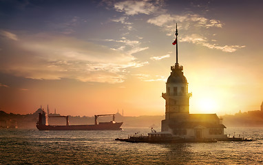 Image showing Maiden\'s Tower and ships