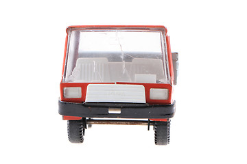 Image showing red metal toy car 