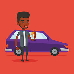 Image showing Man holding keys to his new car.