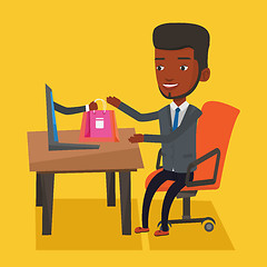 Image showing Man shopping online vector illustration.