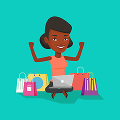 Image showing Woman shopping online vector illustration.