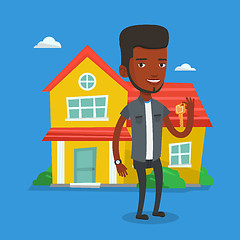 Image showing Real estate agent with key vector illustration.