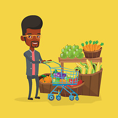 Image showing Customer with shopping cart vector illustration.