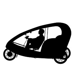 Image showing Silhouette of a tricycle male on white background