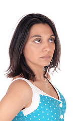 Image showing Portrait of serious Hispanic woman.
