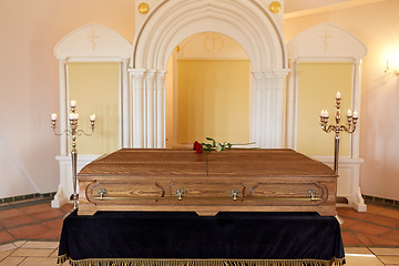 Image showing coffin at funeral in orthodox church