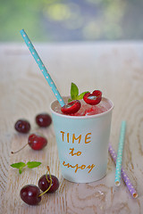 Image showing cherry syrup with ice