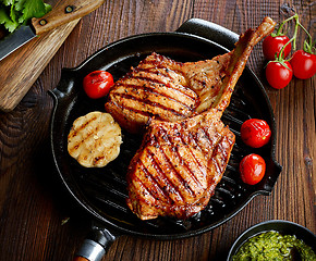 Image showing freshly grilled steaks