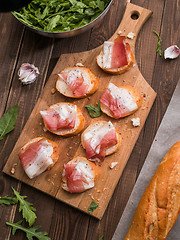 Image showing Sandwiches with bacon and herbs