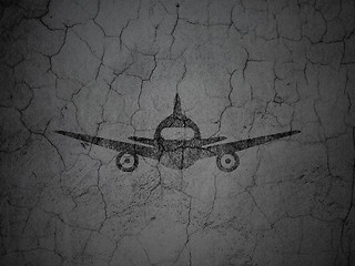 Image showing Vacation concept: Aircraft on grunge wall background