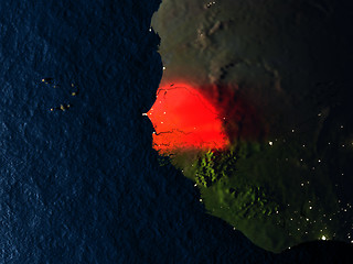 Image showing Senegal in red from space at night