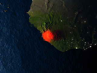 Image showing Sierra Leone in red from space at night