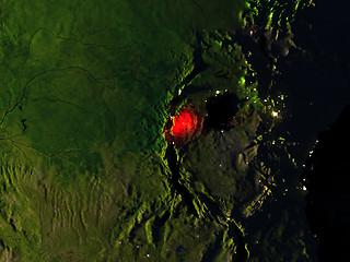 Image showing Rwanda in red from space at night