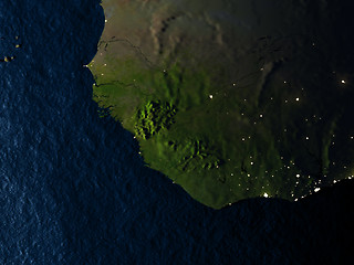 Image showing Guinea in red from space at night