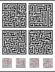 Image showing maze game diagrams set