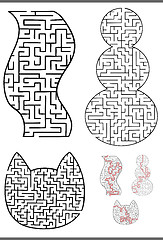 Image showing maze diagrams set