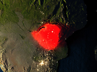 Image showing Zimbabwe in red from space at night