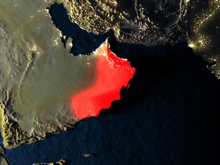 Image showing Oman in red from space at night