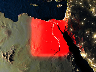 Image showing Egypt in red from space at night