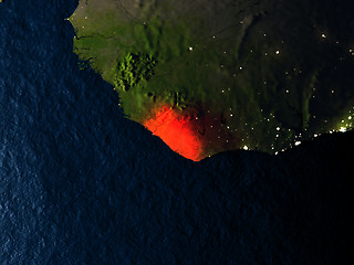 Image showing Liberia in red from space at night