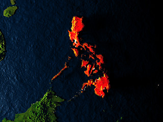 Image showing Philippines in red from space at night