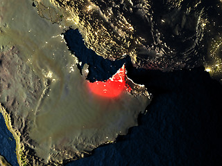 Image showing United Arab Emirates in red from space at night