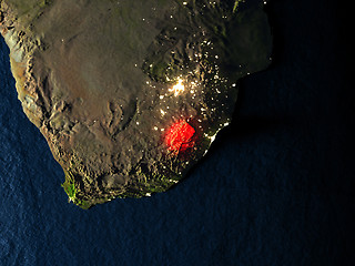 Image showing Lesotho in red from space at night