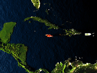 Image showing Jamaica in red from space at night