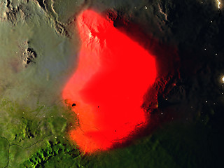 Image showing Chad in red from space at night