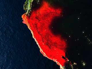 Image showing Peru in red from space at night