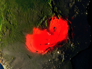 Image showing Zambia in red from space at night