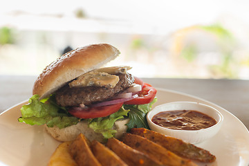 Image showing Bleu cheese burger