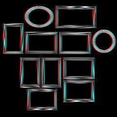 Image showing Abstract frames. Conceptual design. 3D illustration. Anaglyph. V