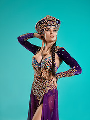 Image showing The beautiful sexy stylish brunette young woman as Cleopatra