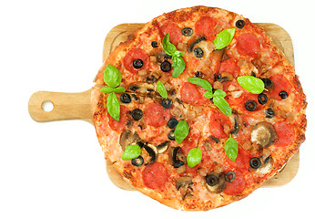 Image showing Pepperoni and Mushrooms Pizza