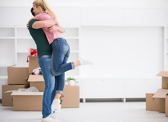 Image showing happy Young couple moving in new house