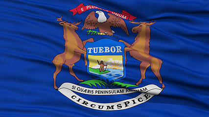 Image showing Closeup Michigan Flag, USA state