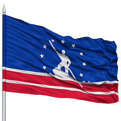 Image showing Richmond Flag on Flagpole, Waving on White Background