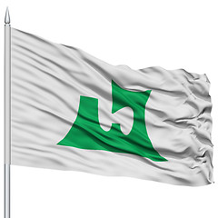 Image showing Isolated Aomori Japan Prefecture Flag on Flagpole