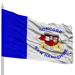 Image showing Concord Flag on Flagpole, Waving on White Background