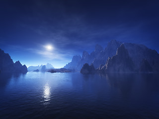 Image showing dark blue fantasy landscape