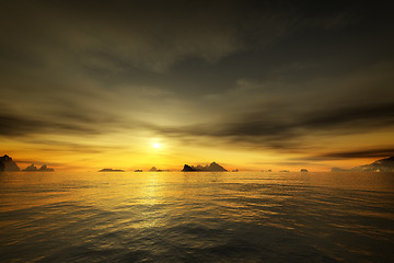 Image showing golden sunset over the ocean