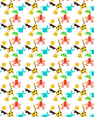 Image showing Pattern with animals in a flat children's style