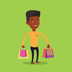 Image showing Happy man with shopping bags vector illustration.