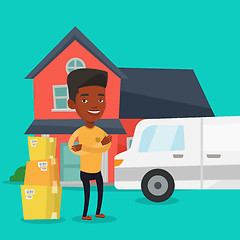 Image showing Man moving to house vector illustration.